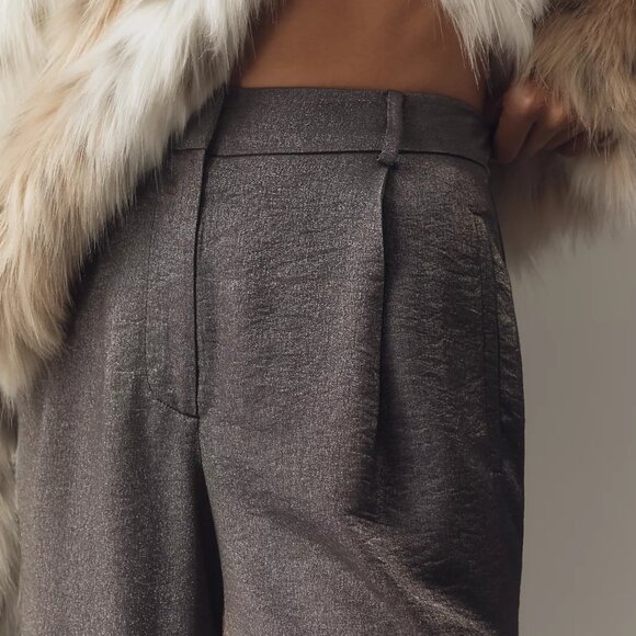 NEW Maeve Sizes 4, 6, 8, 10, 12 Shimmered Wide-Leg Trousers - Licorice - Picture 4 of 4